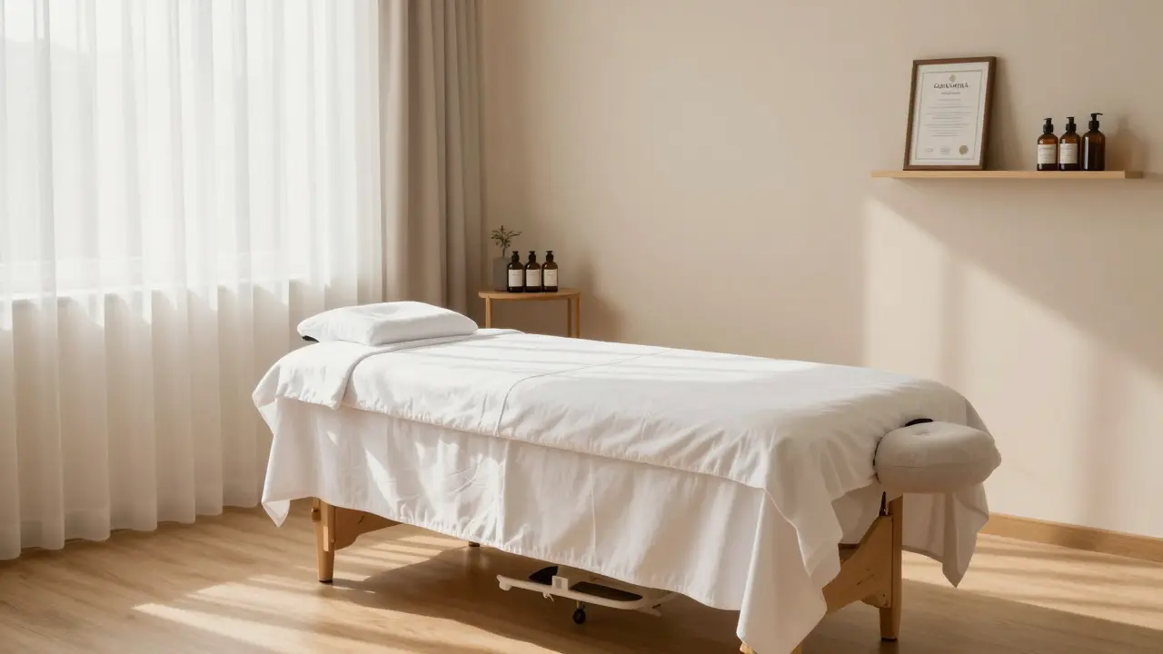 Profesionální a uklidňující interiér legitimního wellness studia
