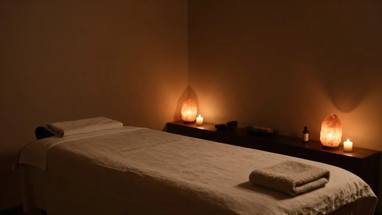 Klidné a teplé prostředí pro tantrickou masáž s aromaterapií